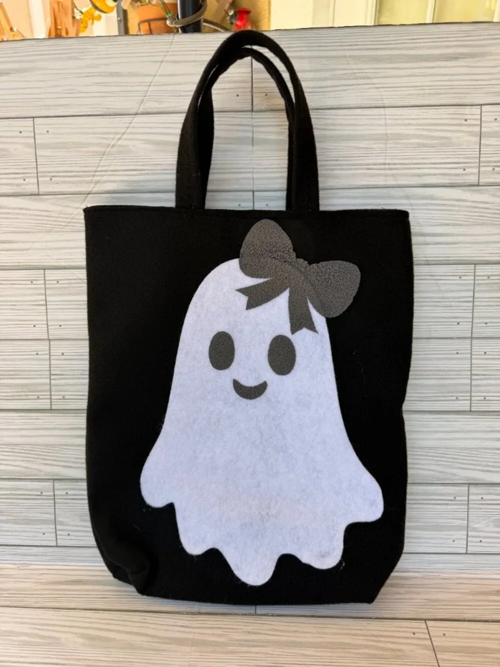 Cute Ghost Halloween Treat bag, Handmade Felt trick or treat Bag, kids Halloween